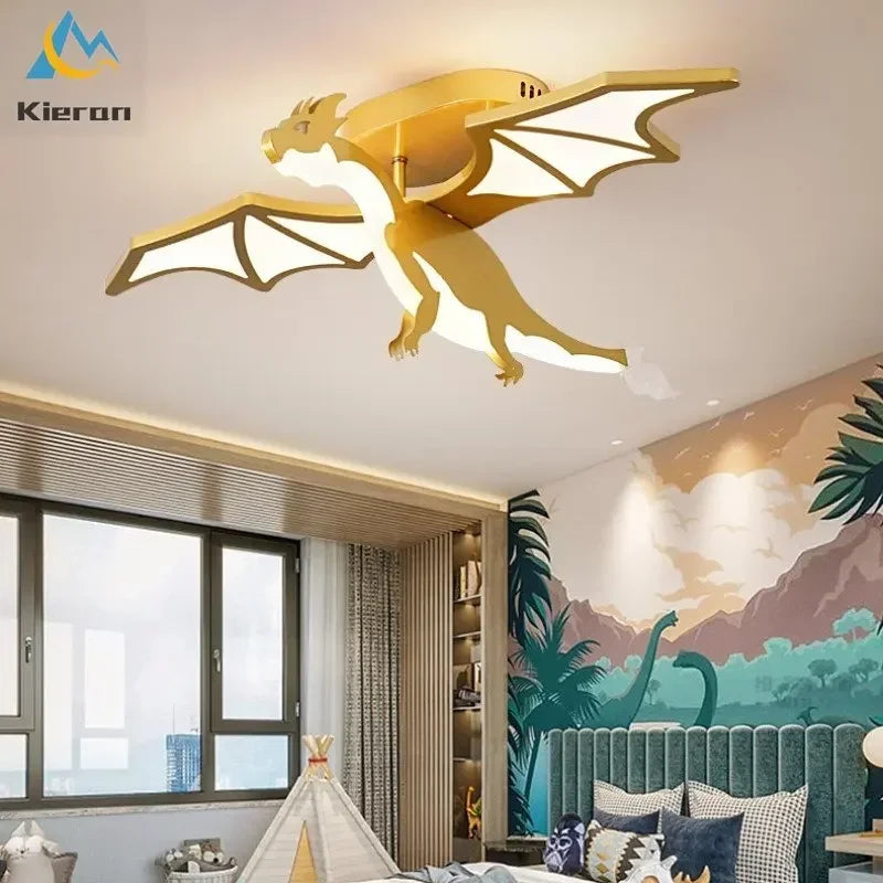 Afralia™ Golden Dragon LED Ceiling Lamp for Bedroom, Study, and Restaurant