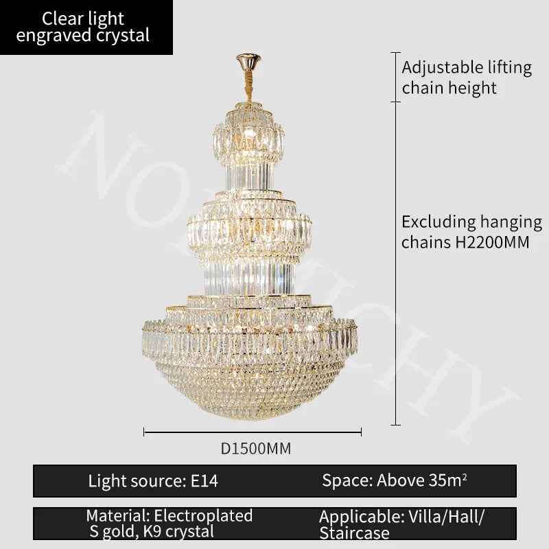 Afralia™ Crystal Hanging Lighting European Light Luxury Living Room Decor Luxury Hotel Lobby
