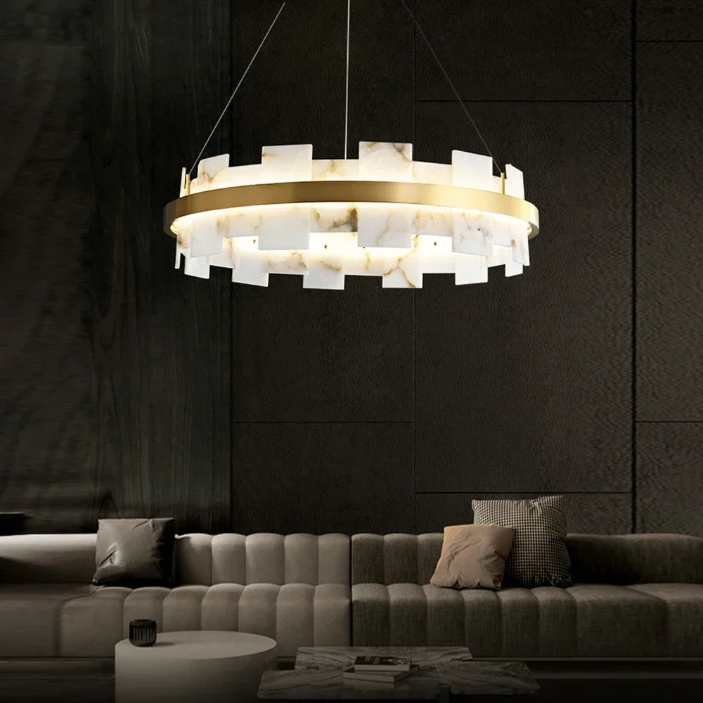 Afralia™ Marble LED Chandeliers: Modern Lighting for Living Room, Bedroom, Foyer & Restaurant