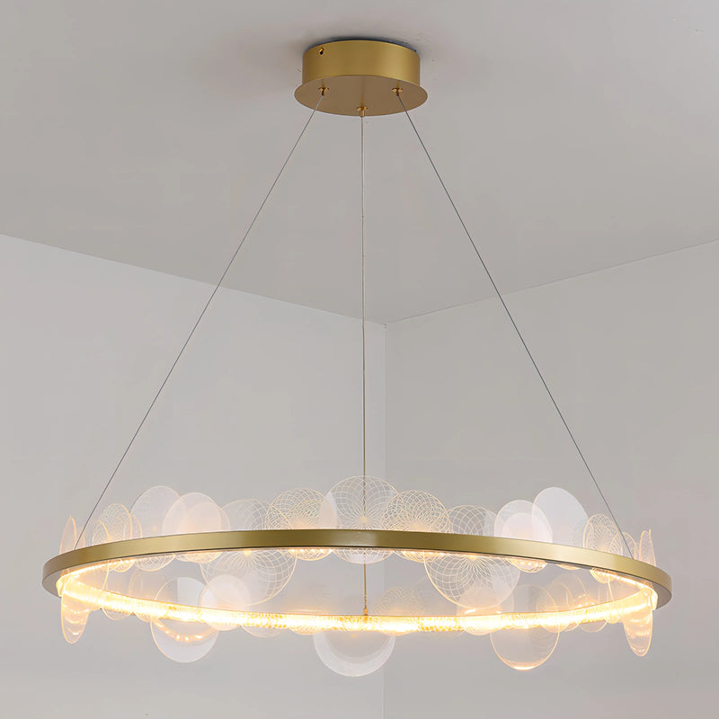 Afralia™ Frost Texture LED Ring Chandelier for Living Room Office Ceiling