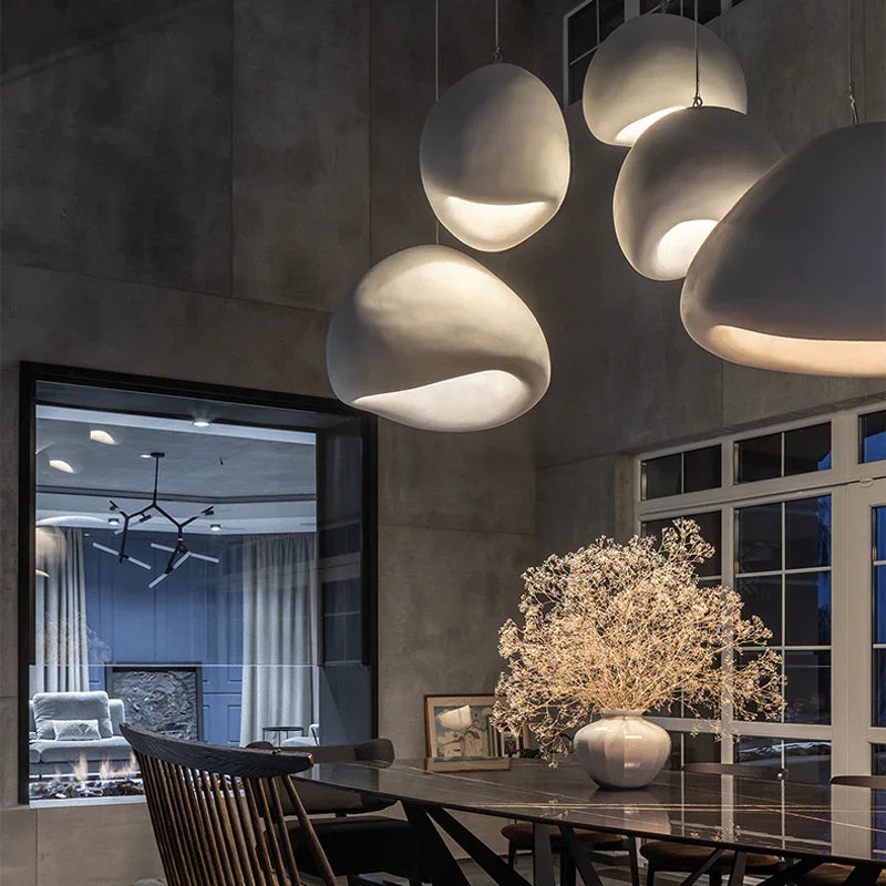 Afralia™ Nordic White Resin Pendant Lights for Living Room Bedroom Home Decor