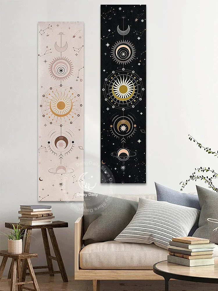 Moon Phase Starry Sky Tapestry Wall Hanging for Mystical Home Decor by Afralia™