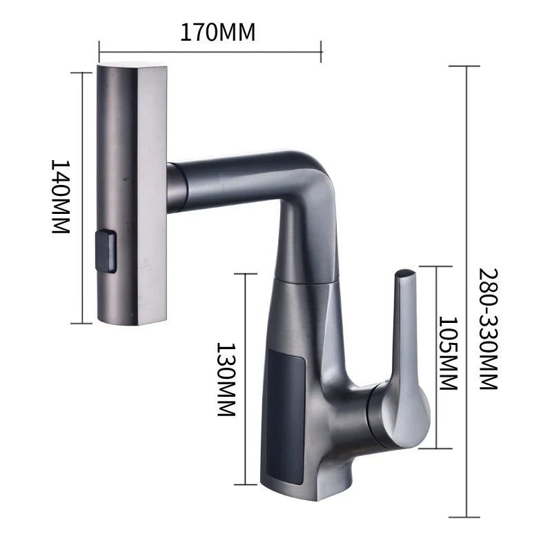 Afralia™ Digital Display Waterfall Basin Faucet Cold Hot Mixer Rotating Sink Tap