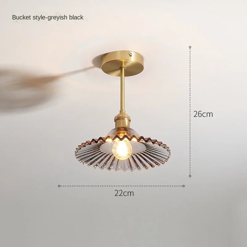 Afralia™ Glass Ceiling Lamp for Bedroom Porch Entryway Hallway Interior Decor