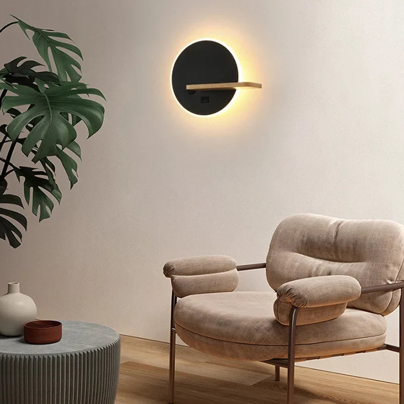 Afralia™ Nordic LED Wall Lamp with USB Charging Port Indoor Lighting