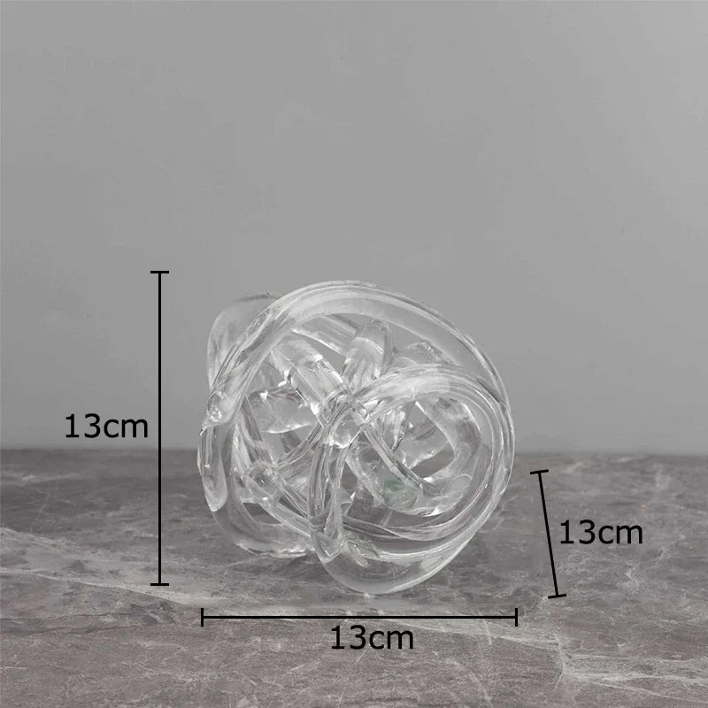 Afralia™ Modern Glass Chain Cluster Sculpture Transparent Thread Ball Aesthetics Decor