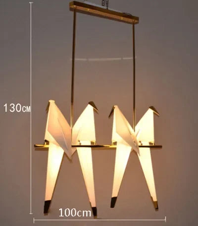 Afralia™ Crane Chandelier Iron LED Light for Bedroom Dining Children's Room