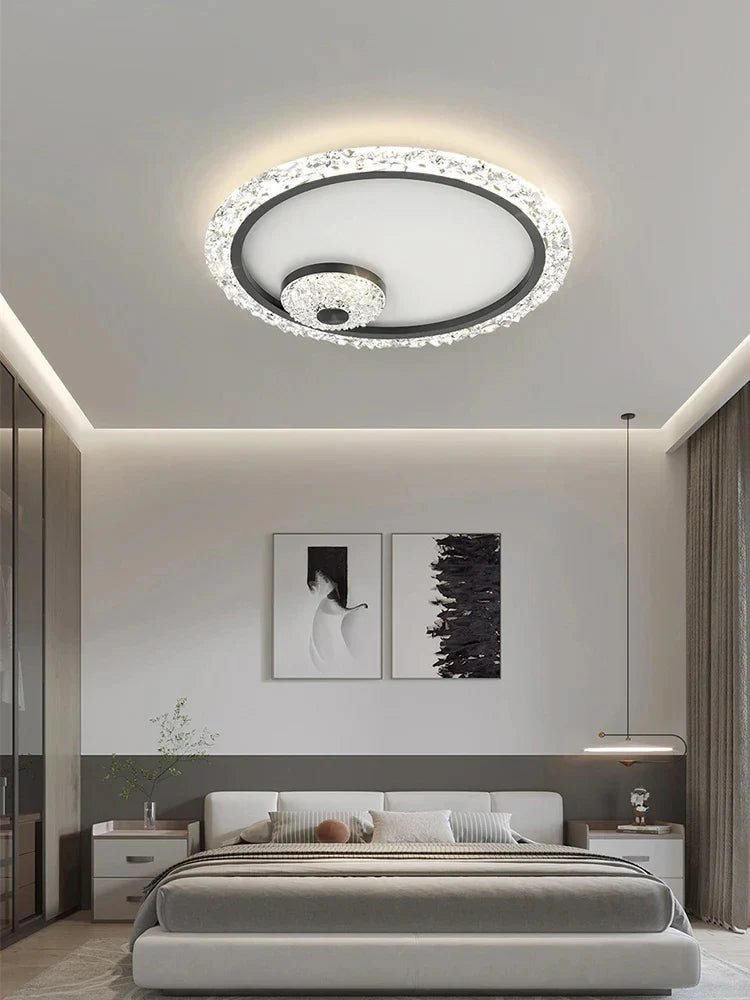 Afralia™ Golden Crystal LED Ceiling Lamps for Bedroom Kitchen Bathroom - Luxury Chandeliers