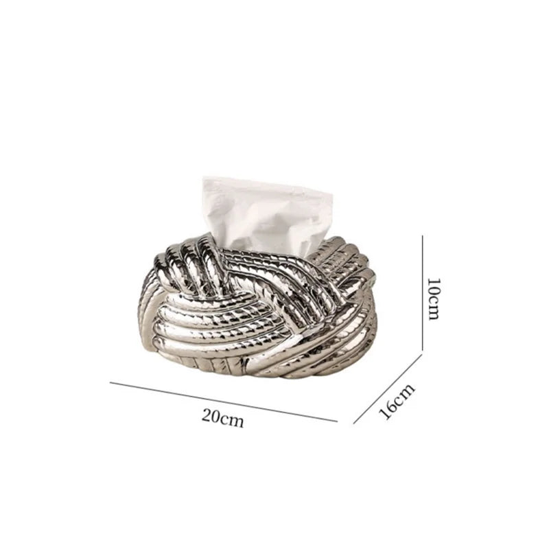 Afralia™ Silver Twine Grain Tissue Box & Napkin Holder Set for Home Decor Organization