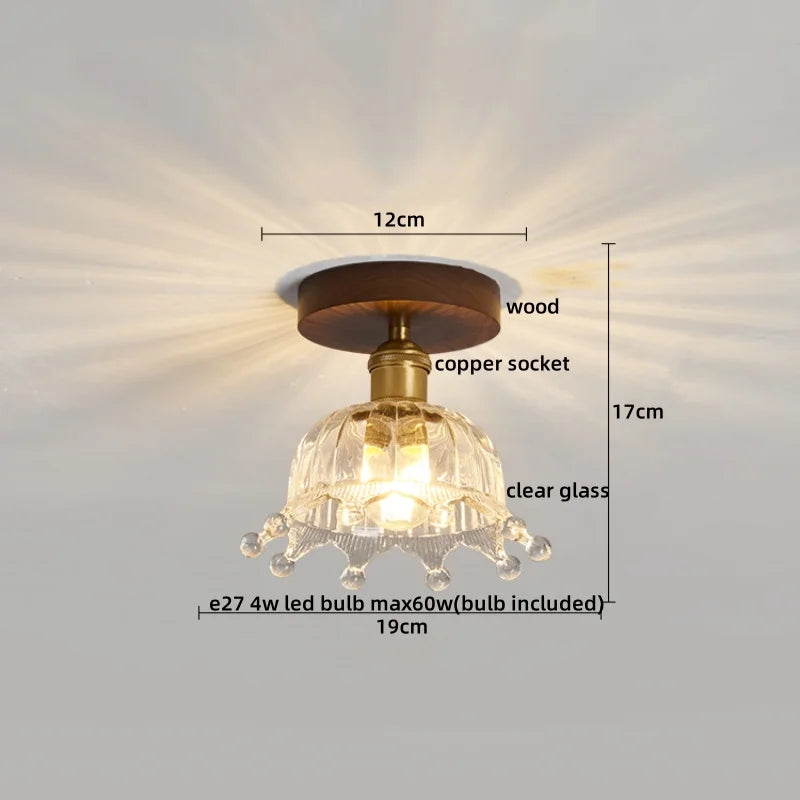 Afralia™ Wood Glass LED Ceiling Lights Modern Luminaria De Teto for Home Décor