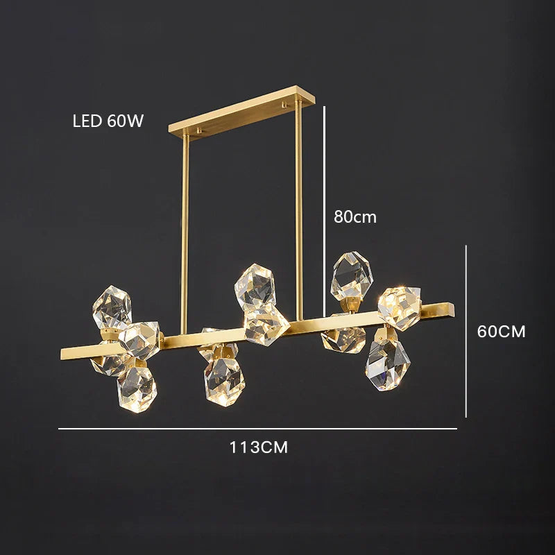 Afralia™ Diamond Crystal Brass LED Pendant Light Gold Luxury Hanglamp
