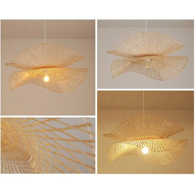 Afralia™ Bamboo Pendant Lights: Japanese Handmade Kitchen Island Chandeliers