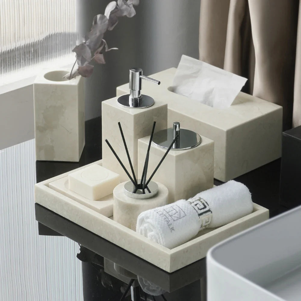 Afralia™ Marble Bathroom Accessories Set