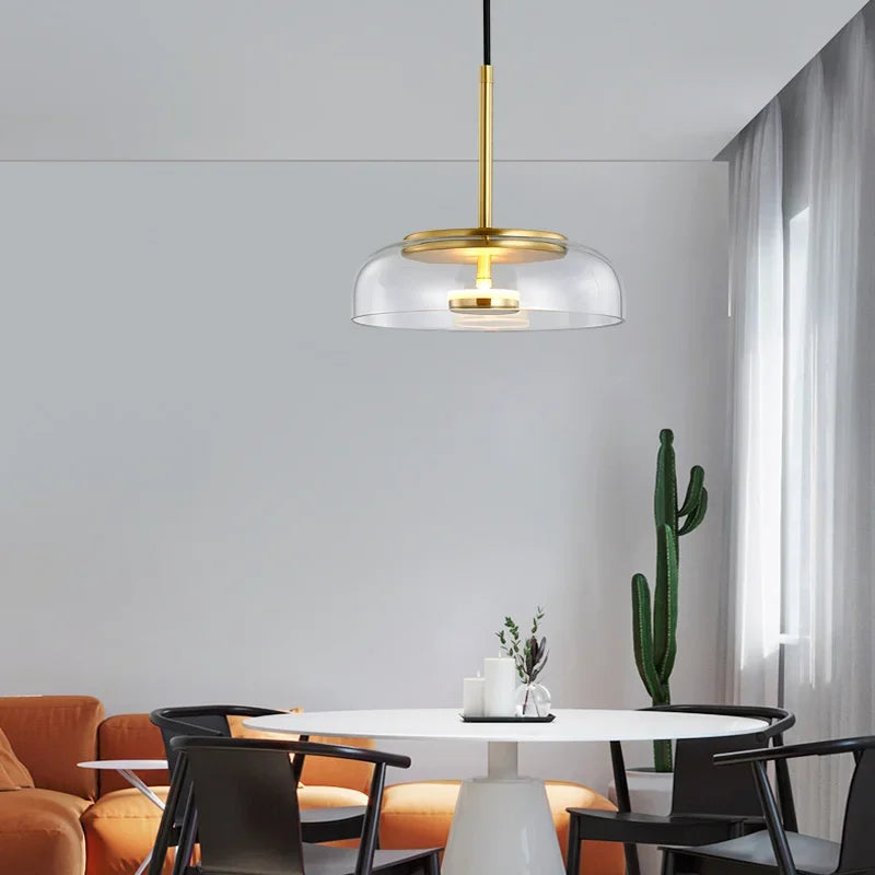 Afralia™ Glass Pendant LED Light Fixture - Modern Minimalist Hanging Lamp for Dining Room