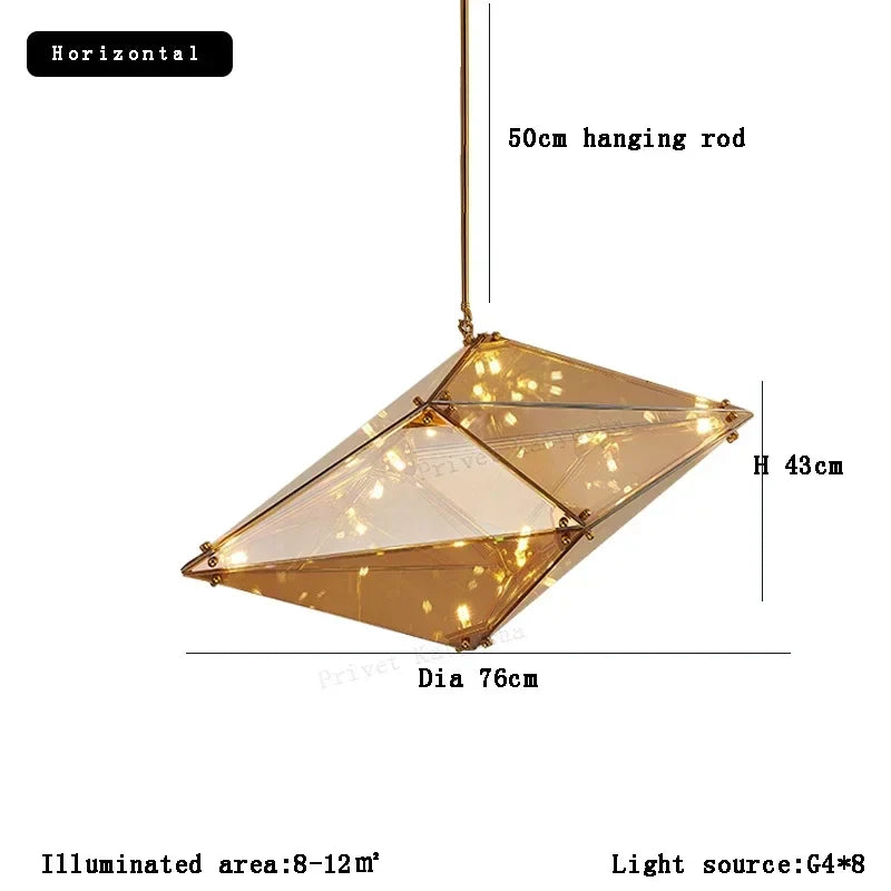 Afralia™ Angular Diamond Glass Chandelier Ceiling Light for Home Decor