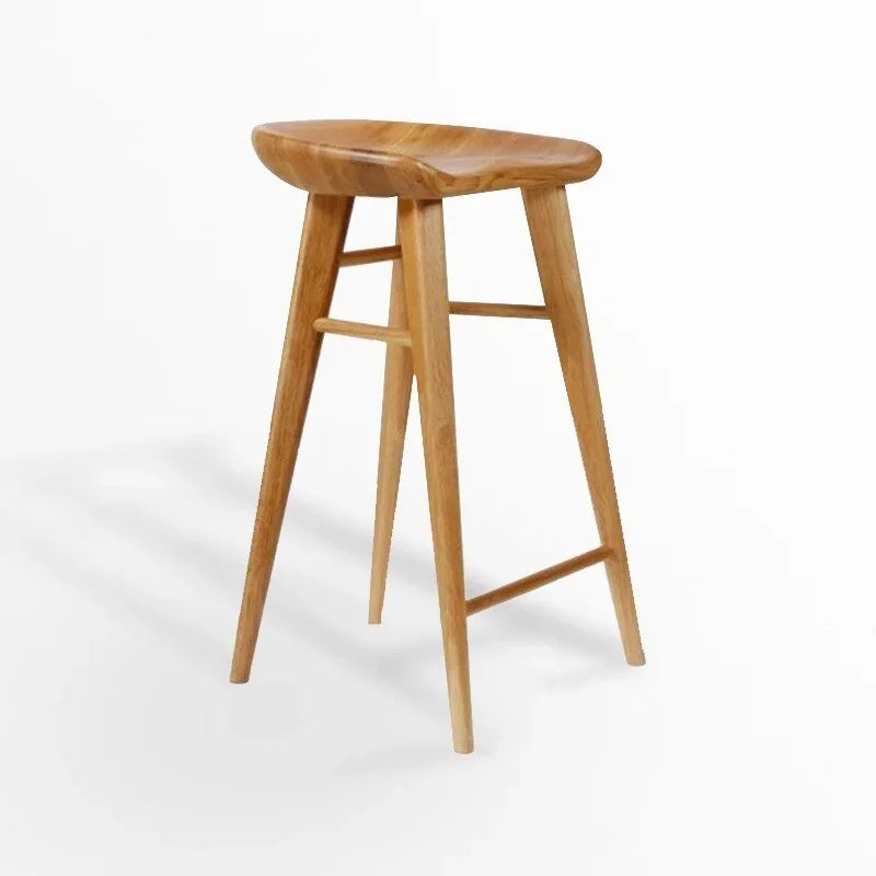 Afralia™ Solid Wood Hyperboloid Stool: Simple Design for Makeup, Shoe Changing - Ash Wood