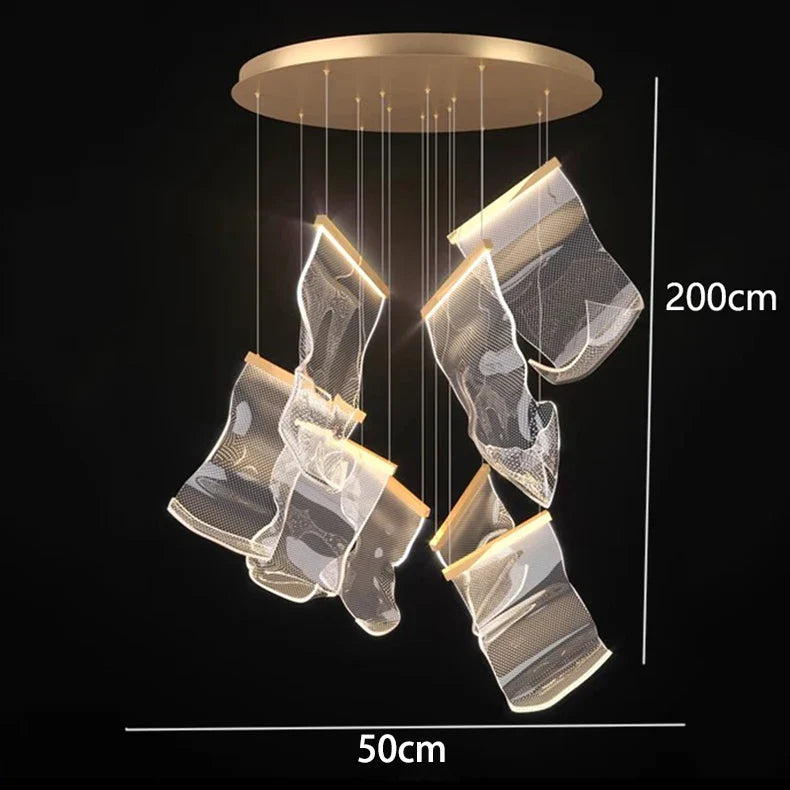 Afralia™ Crystal Chandelier Stair Pendant Living Room Lighting Modern Interior Pendant Lights