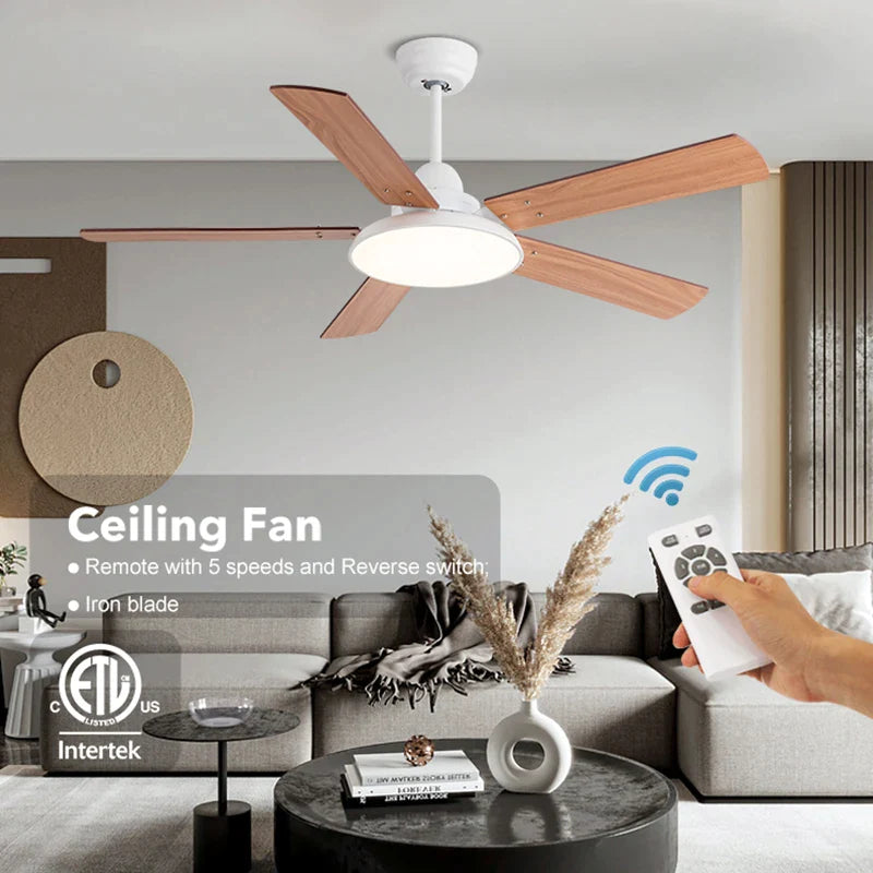 Afralia™ 5-Blade Wooden Ceiling Fan Light with Remote Control and Adjustable Wind Speed