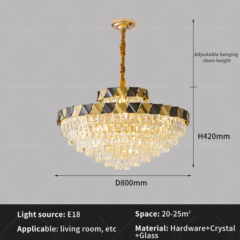 Afralia™ Modern Crystal Chandelier for Living Room Dining Bedroom LED Lighting