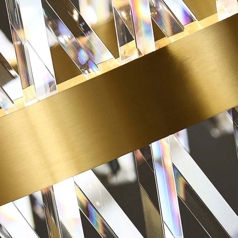 Afralia™ Gold Crystal Chandelier: Modern Rectangle LED Dining Room Light Fixture