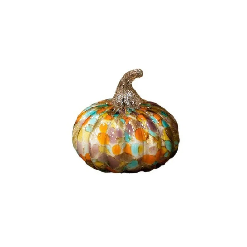 Afralia™ Colored Transparent Glazed Pumpkin Sculpture for Home Decor