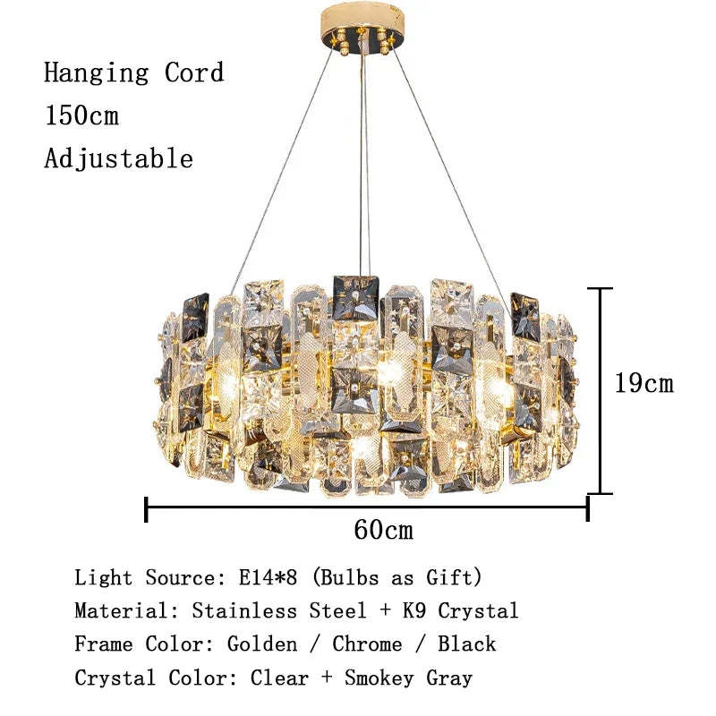 Afralia™ Crystal Pendant Chandelier for Modern Living Room and Restaurant Lighting