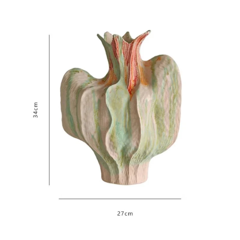 Afralia™ Colorful Irregular Ceramic Petal Vase - Home Decor Handicrafts, Terrarium