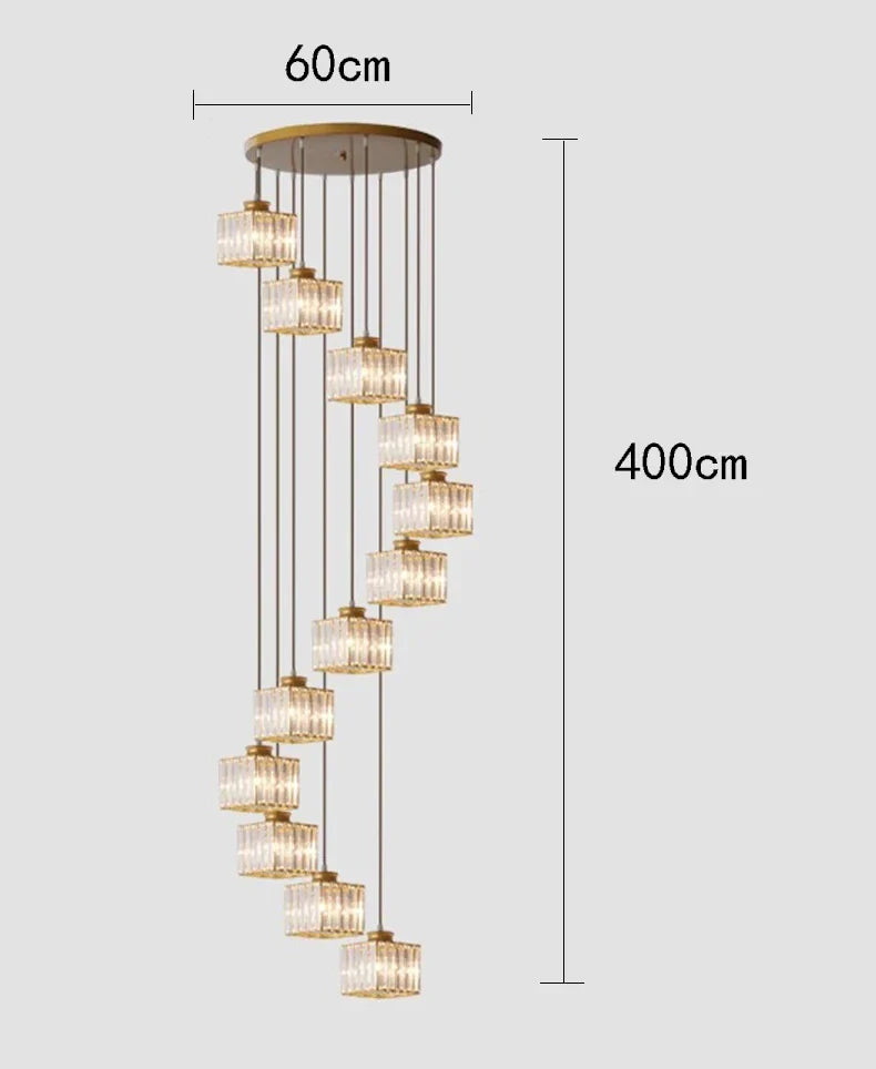 Afralia™ Crystal Staircase Pendant Lamp: Modern Luxury Interior Decoration Lighting for Home & Hotel.