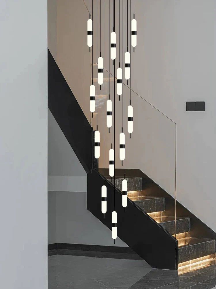 Afralia™ LED Staircase Chandelier Ceiling Living Room Lighting Decoration