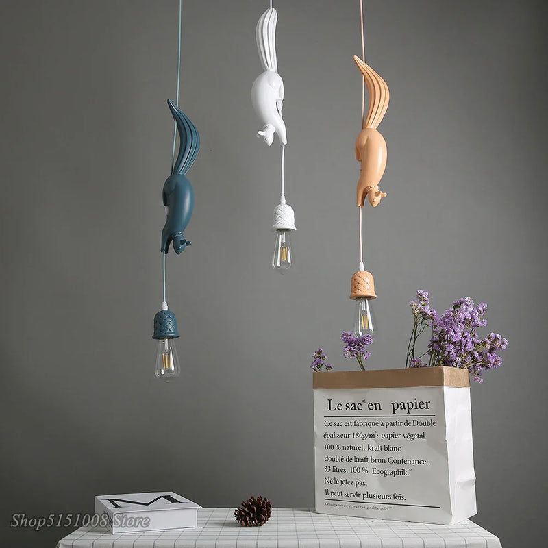 Afralia™ Nordic Squirrel Resin Pendant Light: Modern, Industrial, and LED for Children's Room & Kitchen.