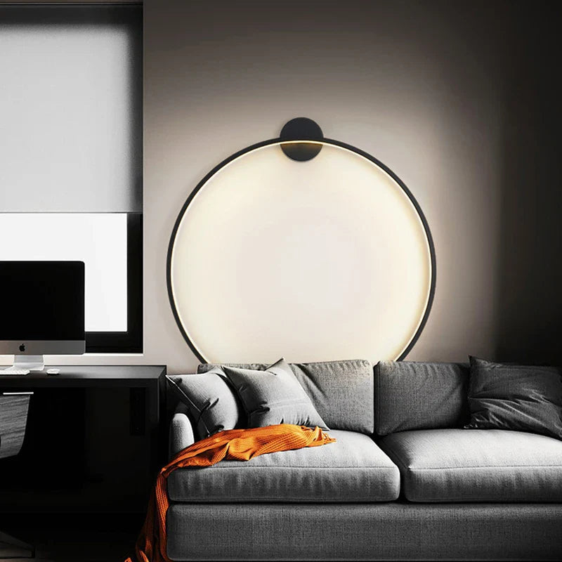 Afralia™ Gold Black Ring LED Wall Light Living Room Bedroom Lamp Seconce