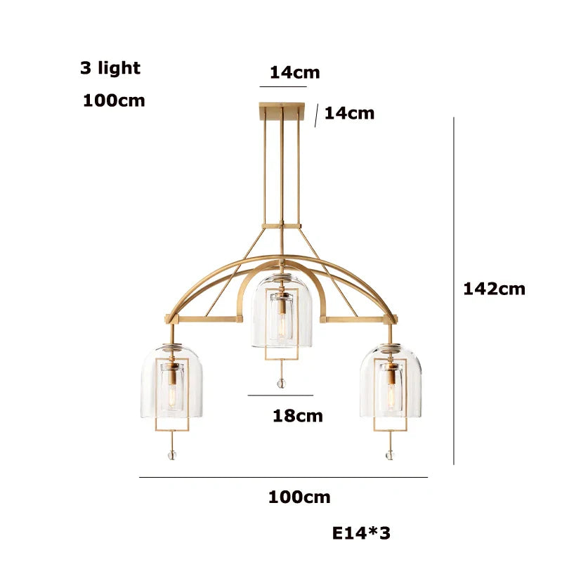 Afralia™ LED Brass Glass Chandelier Pendant Light for Living Room