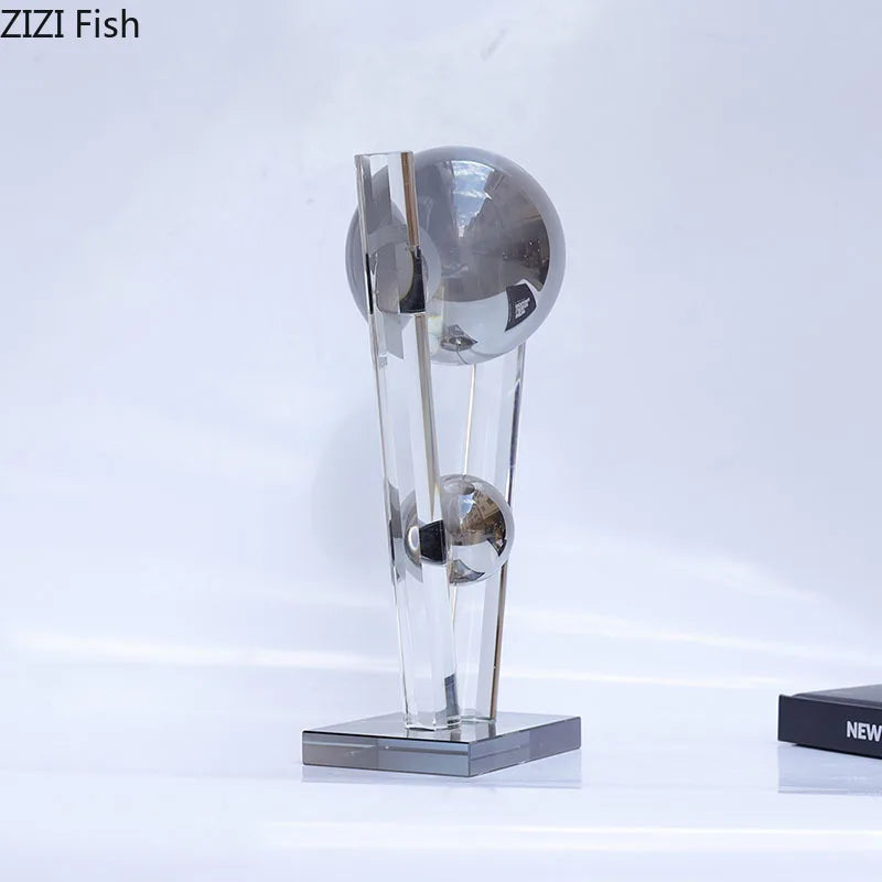 Afralia™ Crystal Sphere Sculpture: Minimalist Decorative Abstract Craft for Modern Home - Geometric Design