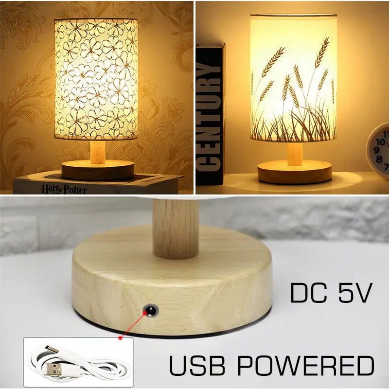 Afralia™ USB LED Night Light with Remote Control and Dimmable Wooden Base