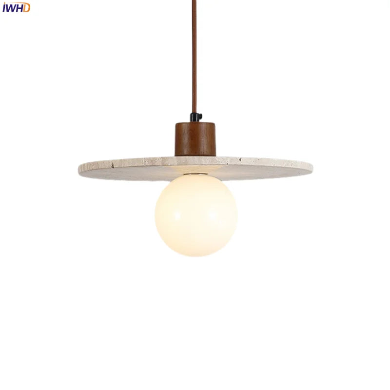 Afralia™ Yellow Travertine Glass LED Pendant Lights for Elegant Interior Decor