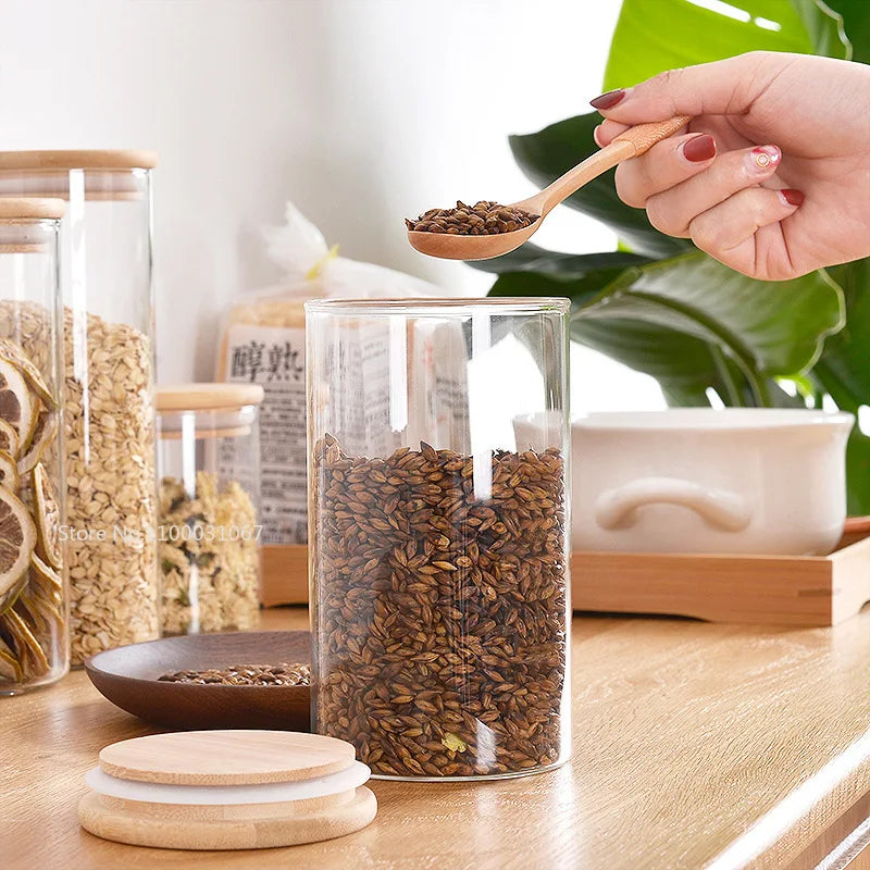 Afralia™ Bamboo-Covered Glass Storage Jars: Airtight Solution for Kitchen Organizing