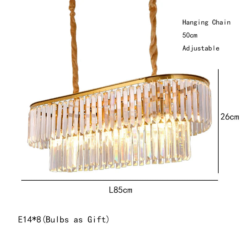 Afralia™ Nordic Gold Crystal LED Chandelier for Dining Living Room Kitchen Home Decor