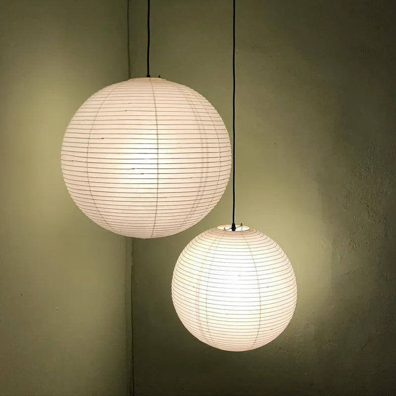 Afralia™ Akari Vintage Rice Paper Pendant Light Handmade Japanese Style E27 Island Lights