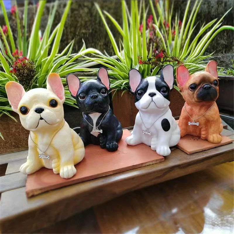 Afralia™ Resin Bulldog Ornament: Super Cute Big-Eyed Puppy Statue for Garden Decor