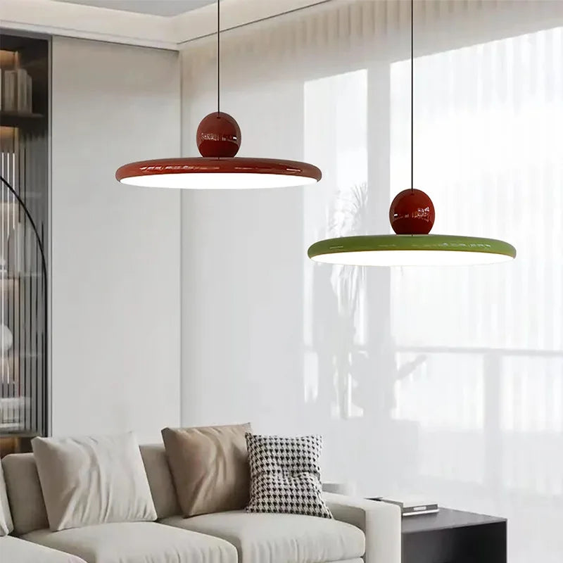 Afralia™ Cream Wind Saucer LED Pendant Light for Interior Illumination