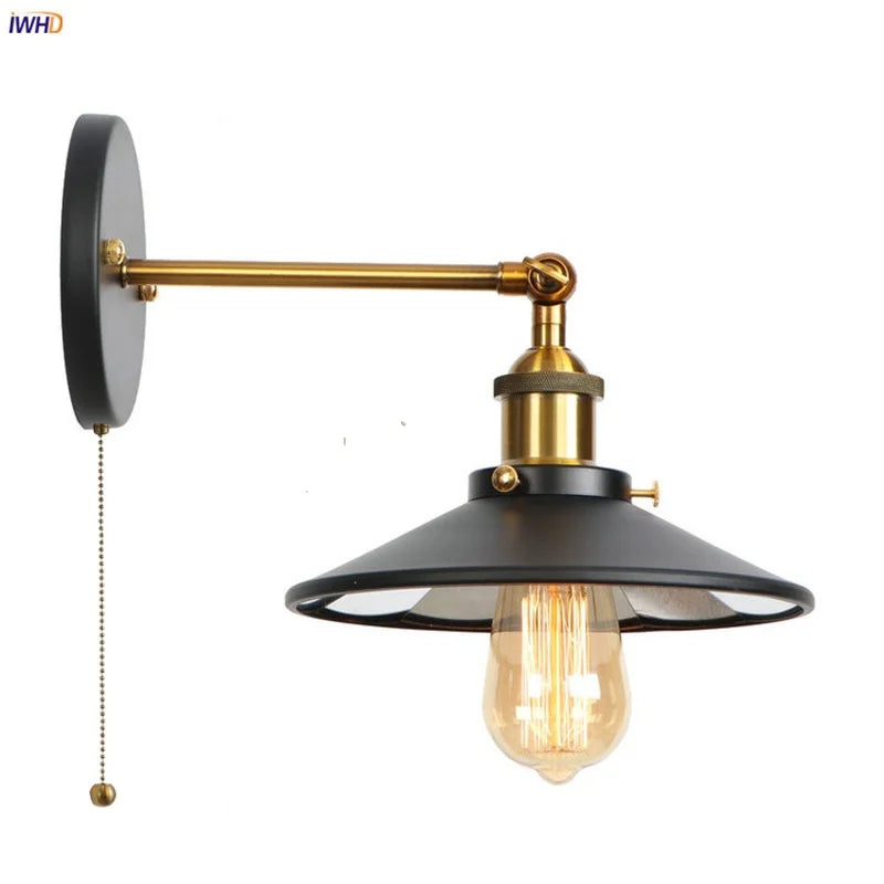 Afralia™ Gold Industrial LED Wall Lamp for Loft Stair, Coffee Bar, Bedroom