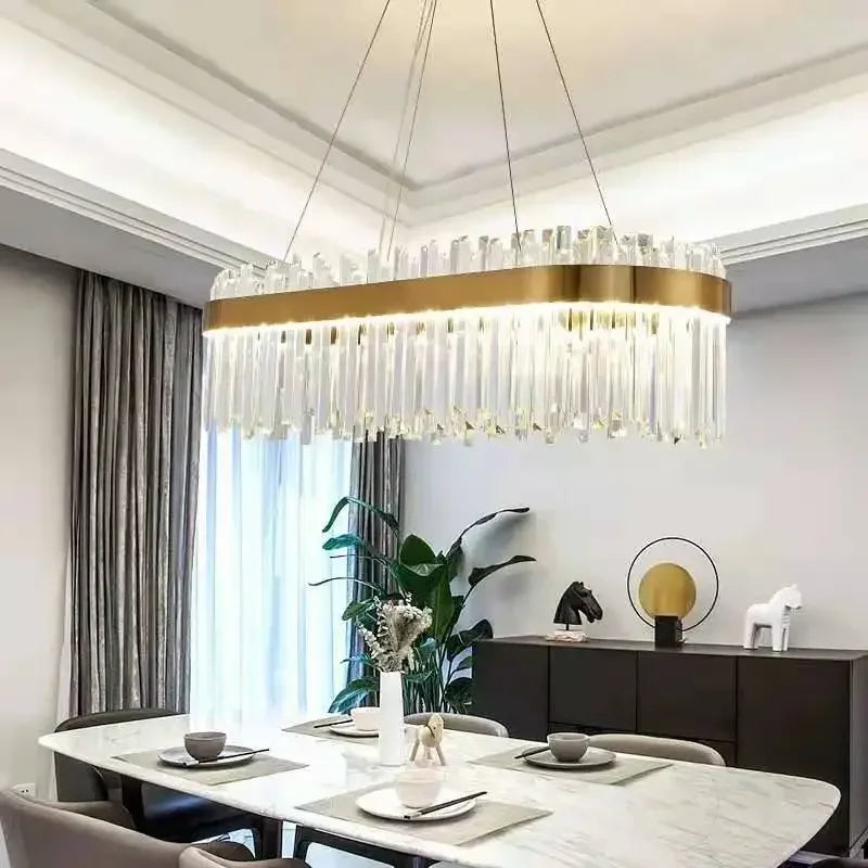 Afralia™ LED Crystal Chandelier Pendant Lamp for Modern Living Room Lighting Fixtures