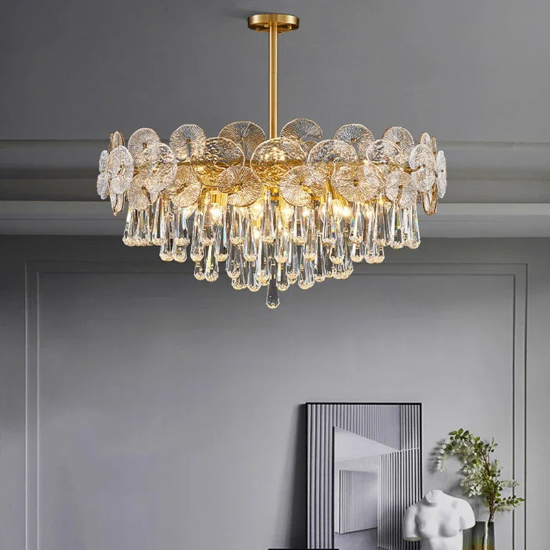 Afralia™ Crystal Chandelier: Modern Glass Pendant Lights for Living Room Dining Bedroom