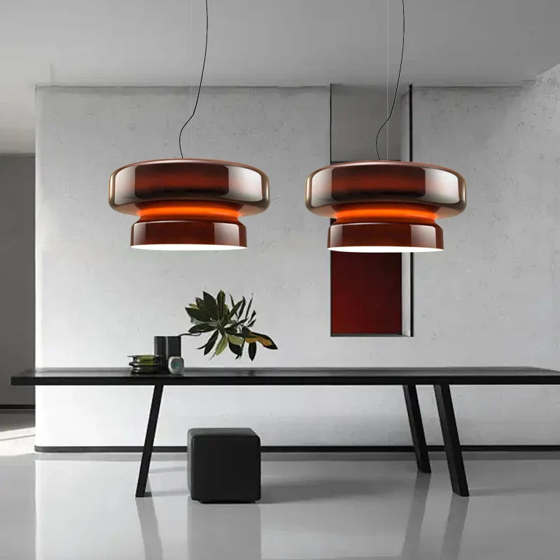 Afralia™ Luxury Double Layer Glass Ceiling Pendant Light - Big Round Hanging Lamp