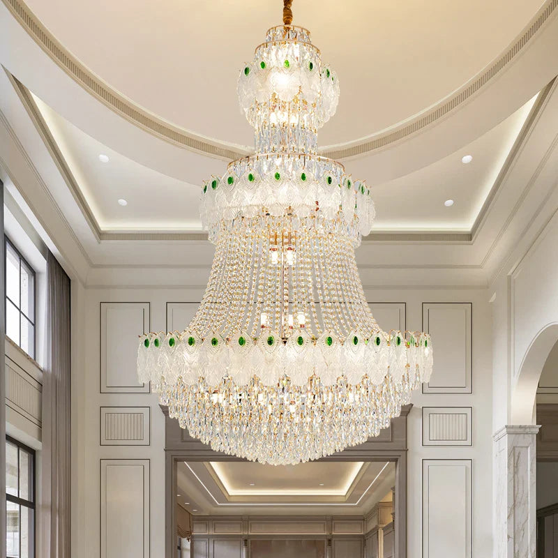 Afralia™ Luxury Crystal Duplex Chandelier for Living Room Stairwell - Zhongshan Lamp