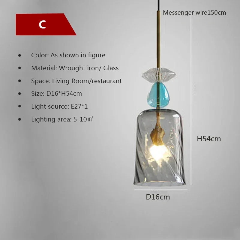 Afralia™ Candy Glass Chandelier Pendant Light for Dining and Living Room