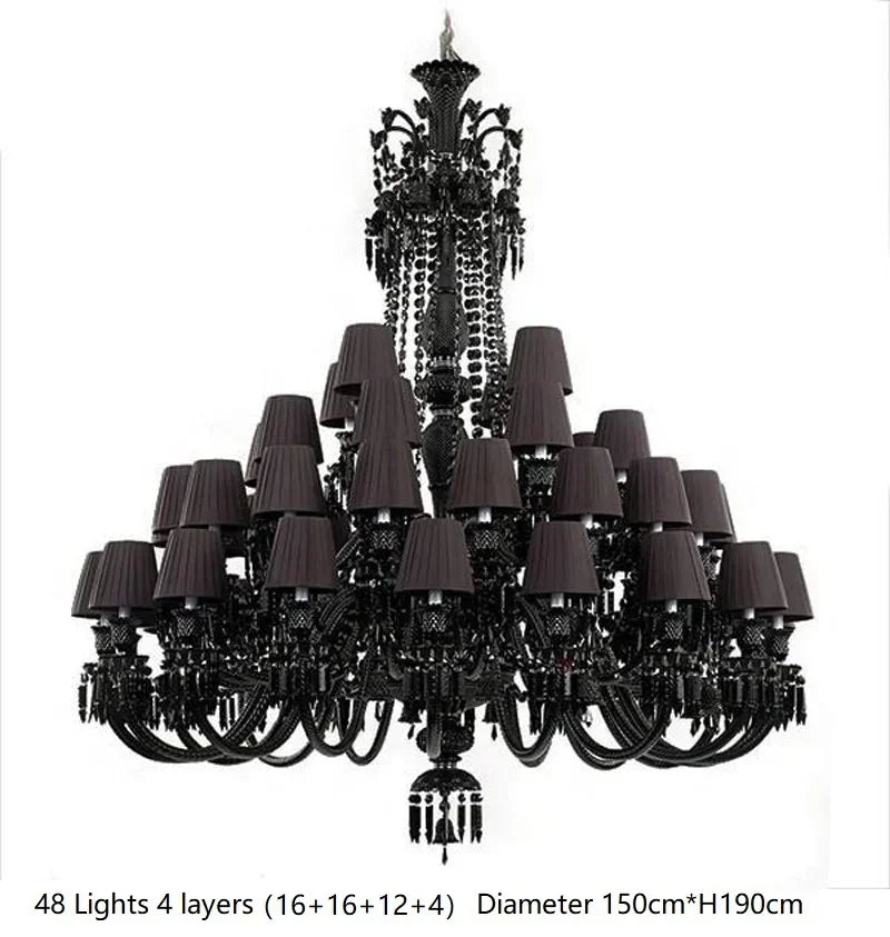 Afralia™ Black Crystal Chandelier: Luxury Lighting for Villa Hotel, Living Room, Dining Room