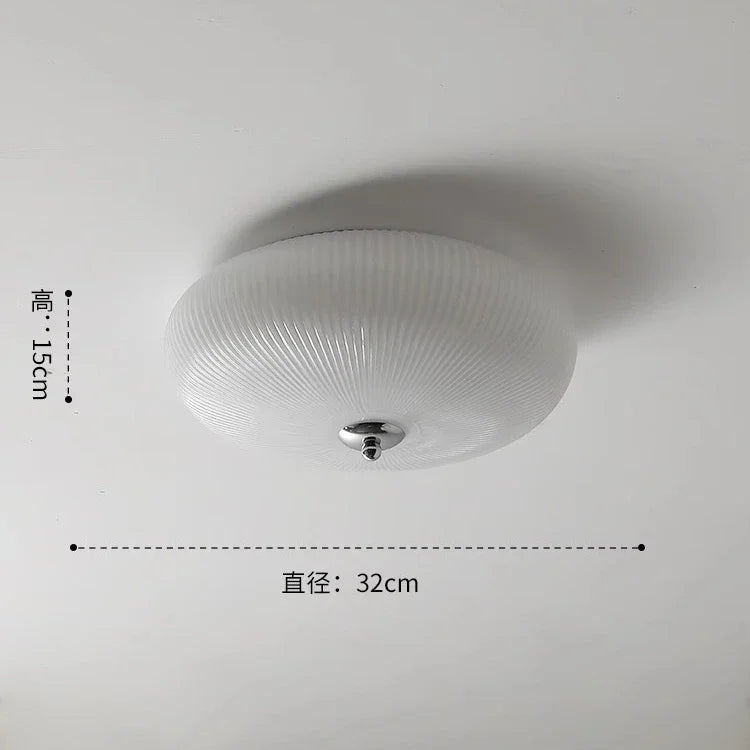 Afralia™ Cream Glass Round Ceiling Lights | Modern LED Indoor Lighting | Bedroom Study Balcony Lighting