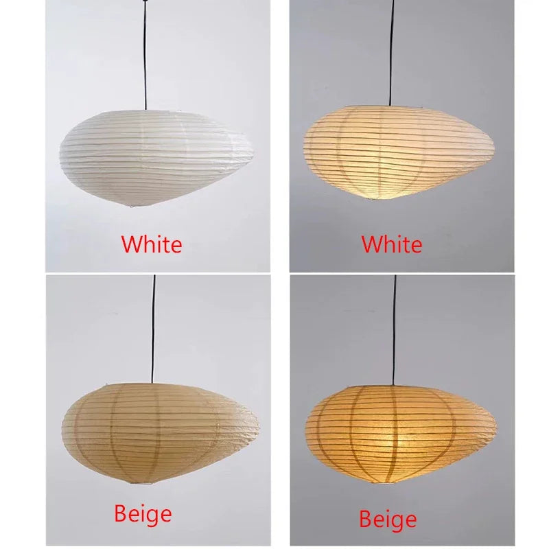 Afralia™ Japanese Rice Paper LED Pendant Lamp for Living Room Dining Cafe