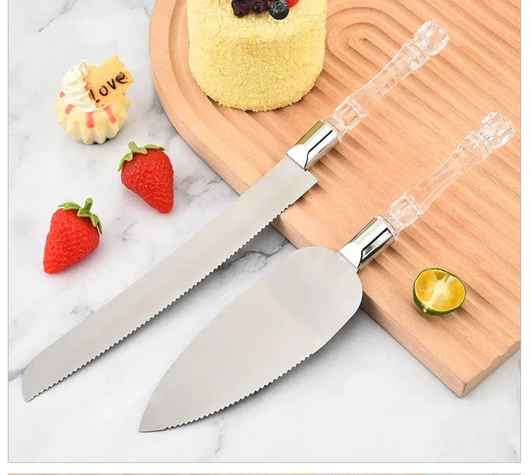 Afralia™ Wedding Cake Knife Set, Stainless Steel, Gold Silver, Baking Tool